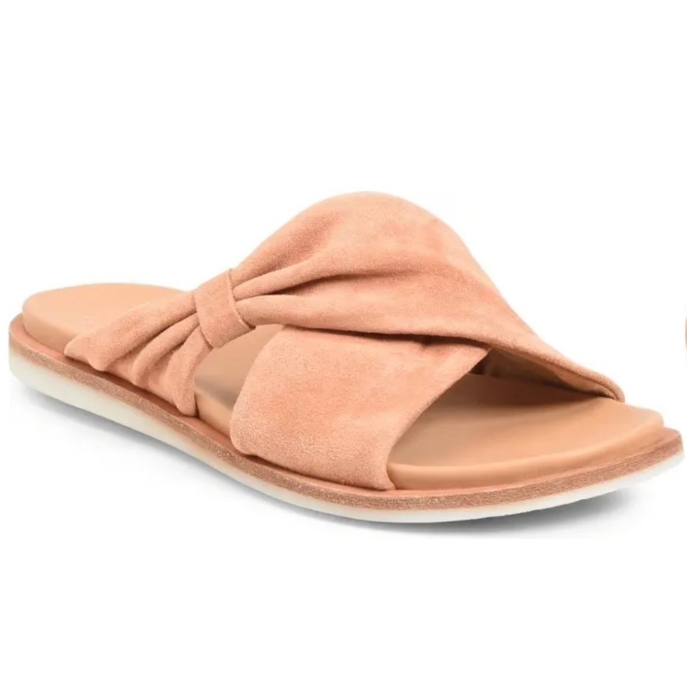 KORK-EASE Womens Orange Suede Zel Flat Sandals Crisscross Straps Over Vamp Sz8